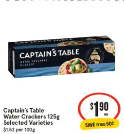 IGA Captain's Table Water Crackers Selected Varieties offer