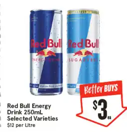 IGA Red Bull Energy Drink Selected Varieties offer