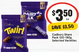 IGA Cadbury Share Pack Selected Varieties offer