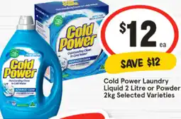 IGA Cold Power Laundry Liquid 2 Litre or Powder 2kg Selected Varieties offer