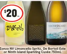 IGA Zonzo NV Limoncello Spritz, De Bortoli Este or Ninth Island Sparkling Cuvée offer