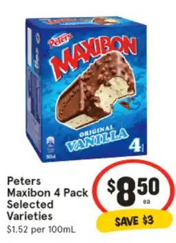 IGA Peters Maxibon 4 Pack Selected Varieties offer