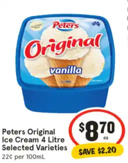 IGA Peters Original Ice Cream Selected Varieties offer