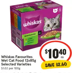 IGA Whiskas Favourites Wet Cat Food Selected Varieties offer