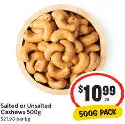 IGA Salted or Unsalted Cashews offer