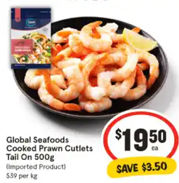 IGA Global Seafoods Cooked Prawn Cutlets Tail On offer