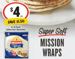 IGA Super Soft 6 MISSION WRAPS -8 Pack Selected Varieties offer