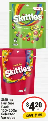 IGA Skittles Fun Size Pack Selected offer