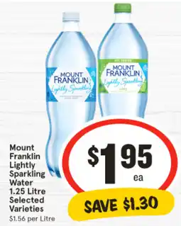 IGA Mount Franklin Lightly Sparkling Water Selected Varieties offer