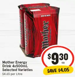 IGA Mother Energy Drink Selected Varieties offer