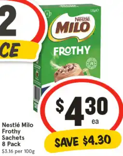 IGA Nestlé Milo Frothy Sachets 8 Pack offer