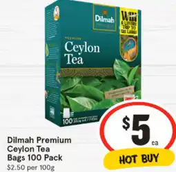 IGA Dilmah Premium Ceylon Tea Bags 100 Pack offer