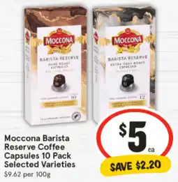 IGA Moccona Barista Reserve Coffee Capsules 10 Pack Selected Varieties offer