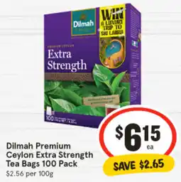 IGA Dilmah Premium Ceylon Extra Strength Tea Bags 100 Pack offer