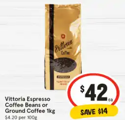 IGA Vittoria Espresso Coffee Beans or Ground Coffee offer
