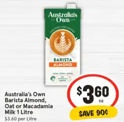 IGA Australia's Own Barista Almond, Oat or Macadamia Milk offer