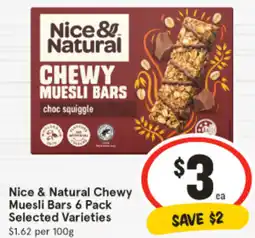 IGA Nice & Natural Chewy Muesli Bars 6 Pack Selected Varieties offer
