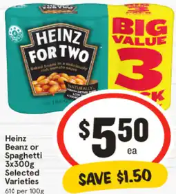 IGA Heinz 1 Beanz or Spaghetti Selected Varieties offer