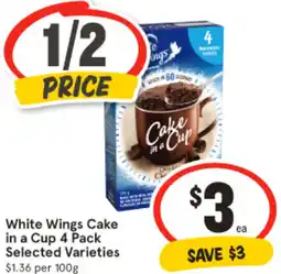 IGA White Wings Cake in a Cup 4 Pack Selected Varieties offer