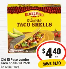 IGA Old El Paso Jumbo Taco Shells 10 Pack offer