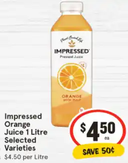 IGA Impressed Orange Juice Selected Varieties offer
