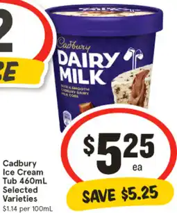 IGA Cadbury Ice Cream Tub Selected Varieties offer