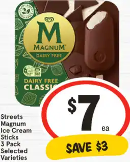 IGA Streets Magnum Ice Cream Sticks 3 Pack Selected Varieties offer