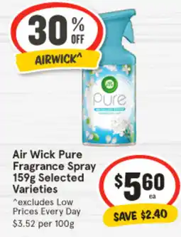 IGA Air Wick Pure Fragrance Spray Selected Varieties offer