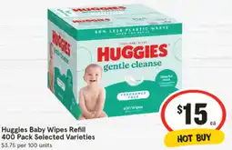 IGA Huggies Baby Wipes Refill 400 Pack Selected Varieties offer
