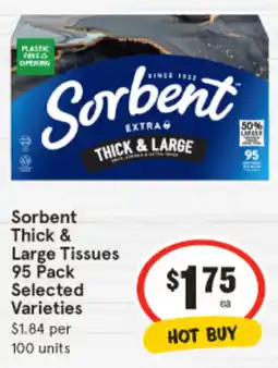 IGA Sorbent Thick & Large Tissues 95 Pack Selected Varieties offer