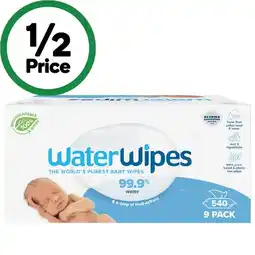 Woolworths WaterWipes Baby Wipes Pk 60 x 9 offer