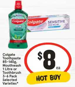 IGA Colgate Toothpaste 85-140g, Mouthwash 1 Litre or Toothbrush 3-6 Pack Selected Varieties offer