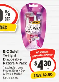 IGA BIC Soleil Twilight Disposable Razors 4 Pack offer