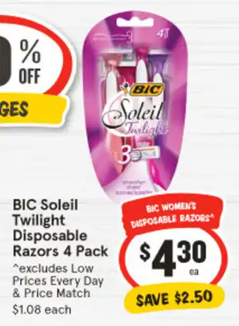 IGA BIC Soleil Twilight Disposable Razors 4 Pack offer