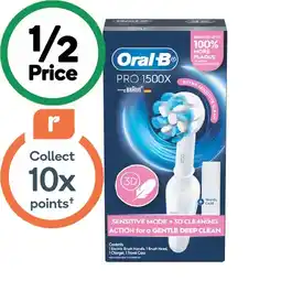Woolworths Oral-B PRO 1500X Sensitive Clean Electric Toothbrush Pk 1 offer