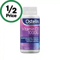 Woolworths Ostelin Vitamin D3 1000IU Capsules Pk 250^ offer
