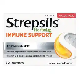Woolworths Strepsils Herbal Immune Support Lozenges Honey Lemon Pk 32 offer