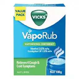 Woolworths Vicks Vaporub Decongestant Rub 100g offer
