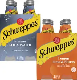 Coles Schweppes Mixers or Soft Drink 4x300mL offer