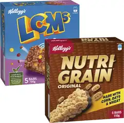 Coles Kellogg's LCMs or Nutri Grain Bars 5 Pack 100g-110g offer