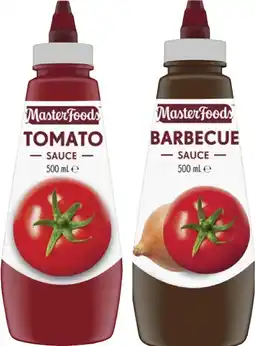 Coles MasterFoods Squeeze Tomato or Barbecue Sauce 475mL-500mL offer
