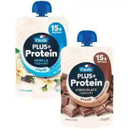 Woolworths Pauls Plus Protein Yoghurt Pouch 150g β From the Fridge offer