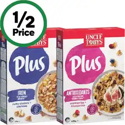 Woolworths Uncle Tobys Plus Cereal 410-435g offer