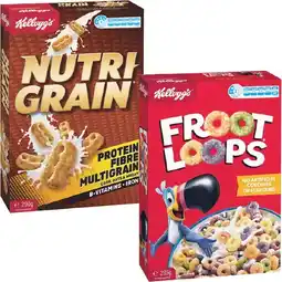 Woolworths Kellogg’s Nutri-Grain 290g or Froot Loops 285g offer