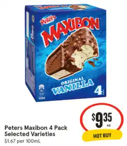IGA Peters Maxibon 4 Pack Selected Varieties offer
