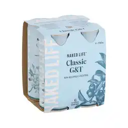 Woolworths Naked Life Non Alcoholic Classic Gin & Tonic 4 x 250ml offer