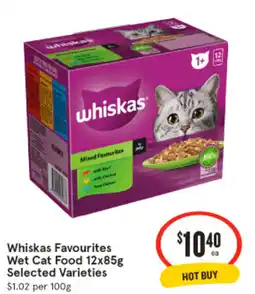 IGA Whiskas Favourites Wet Cat Food Selected Varieties offer