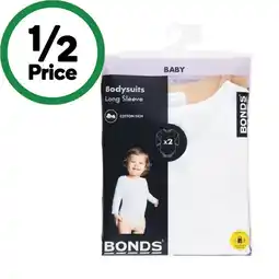 Woolworths Bonds Baby Long Sleeve Bodysuits Pk 2 offer