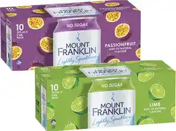 Coles Mt Franklin Lightly Sparkling Water 10x375mL offer