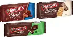 Coles Arnott's Mint Slice, Milk Chocolate Royals or Chocolate Scotch Finger Biscuits 200g-250g offer
